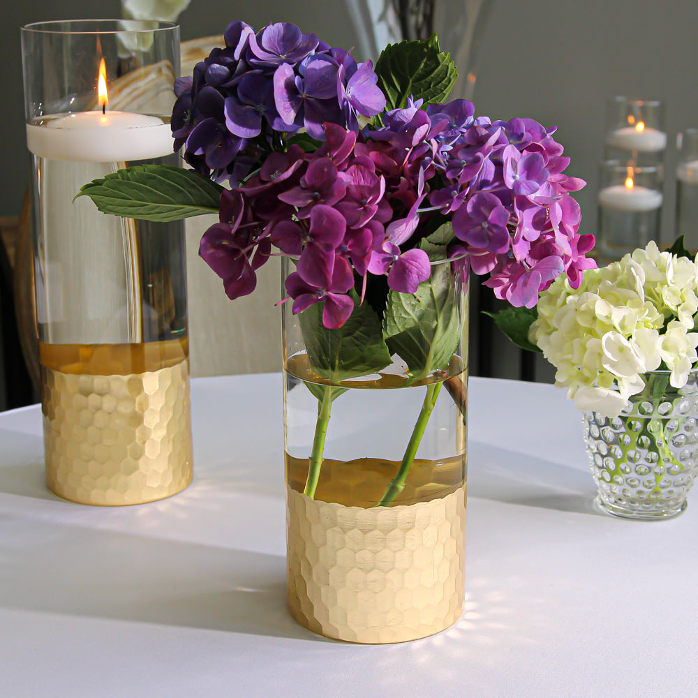 Gold Honeycomb Cylinder Vase 4"x8" - view 2