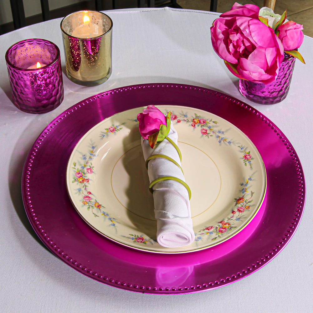Richland Beaded Charger Plate 13" Fuchsia Set of 24 - view 2