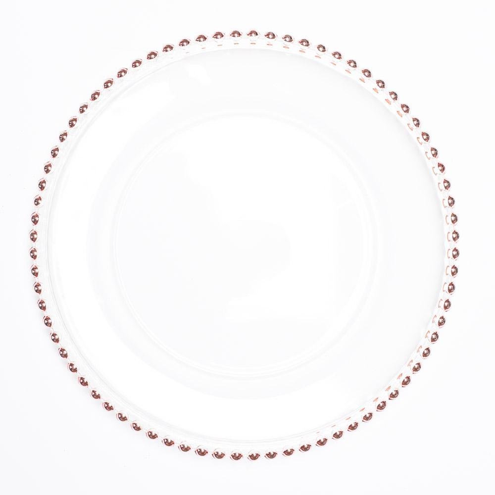 richland 13 rose gold beaded glass charger plate set of 12