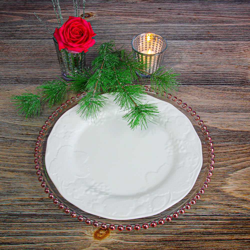 richland 13 rose gold beaded glass charger plate set of 12