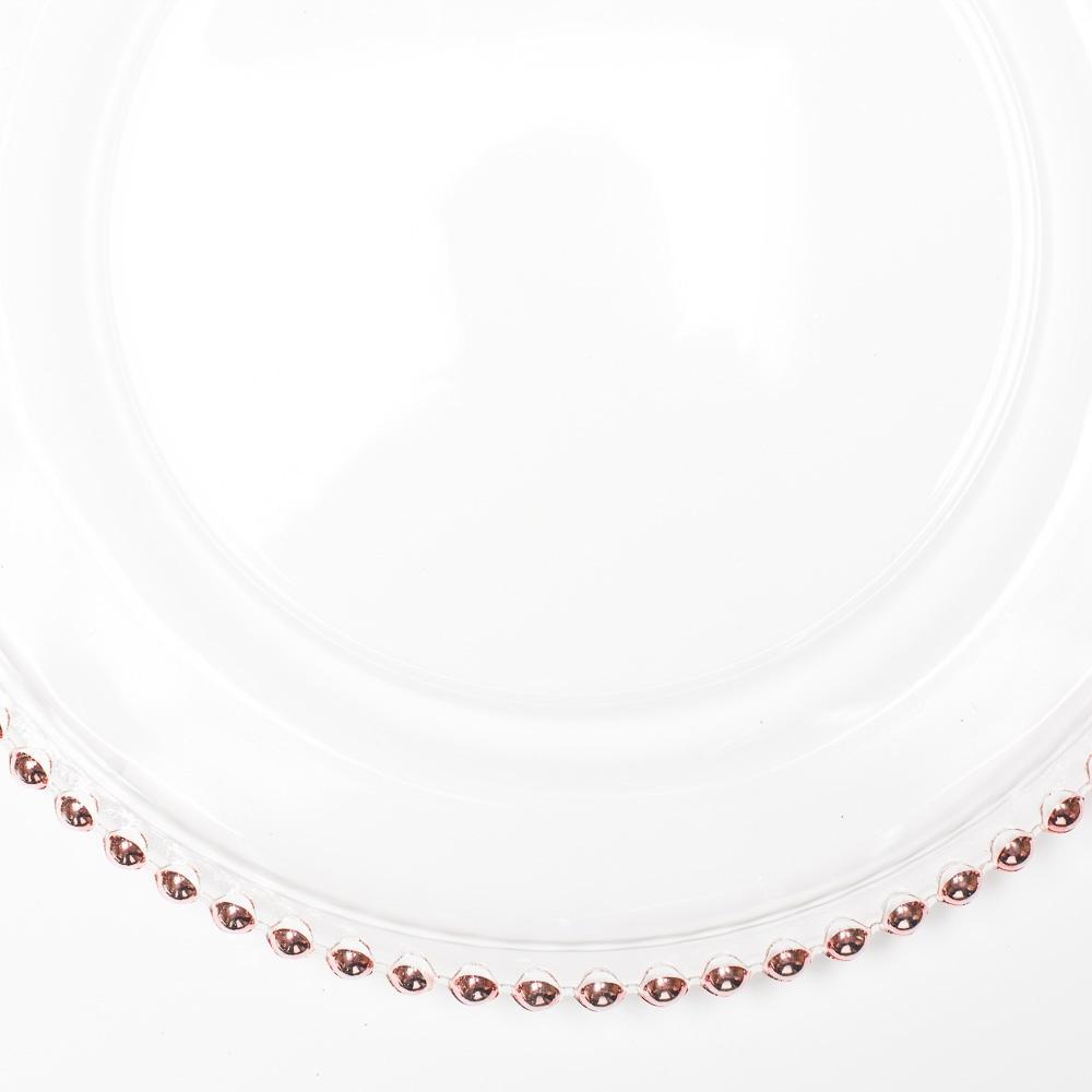 richland 13 rose gold beaded glass charger plate set of 12 - view 4