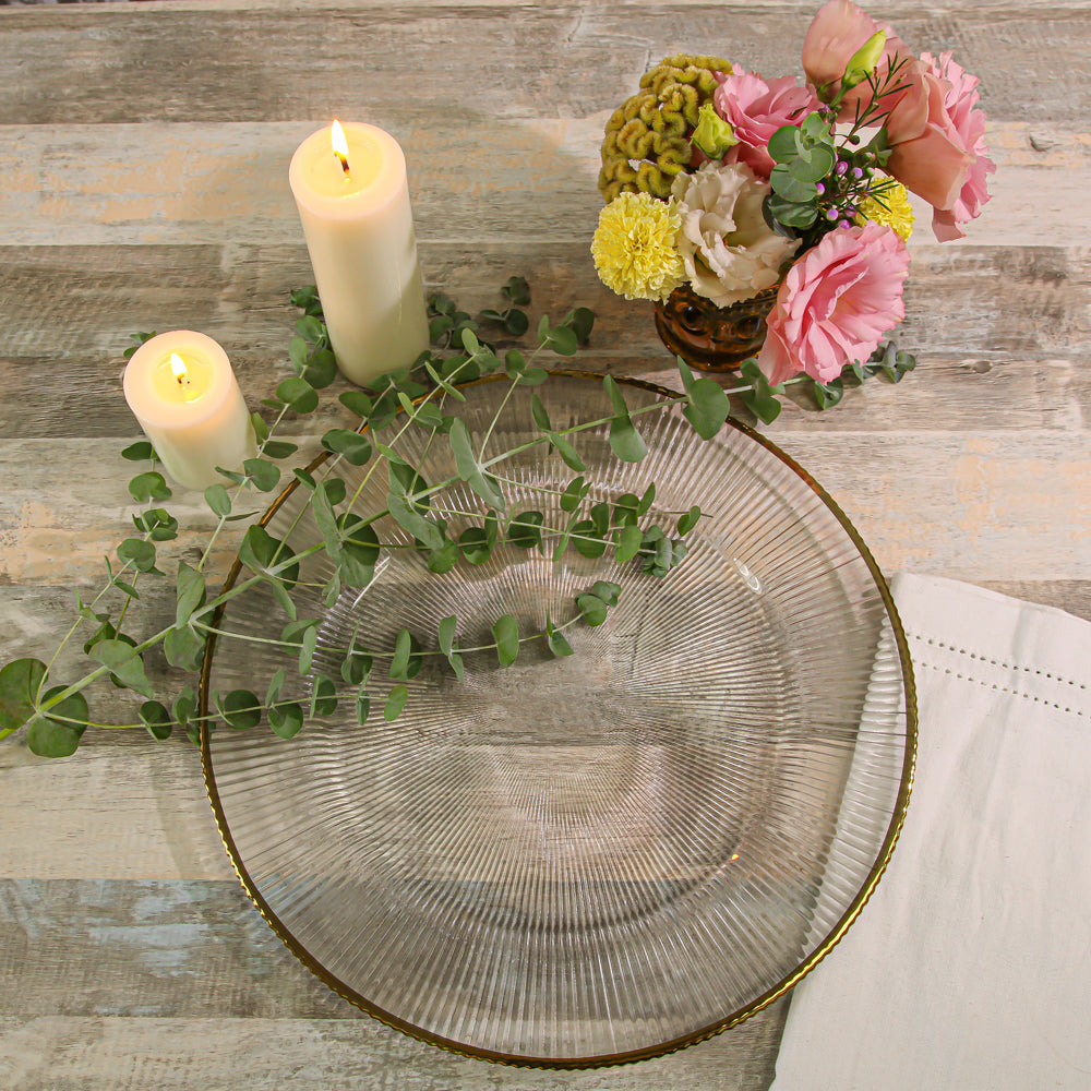 Richland 13" Gold Rim Glass Charger Plate - view 3