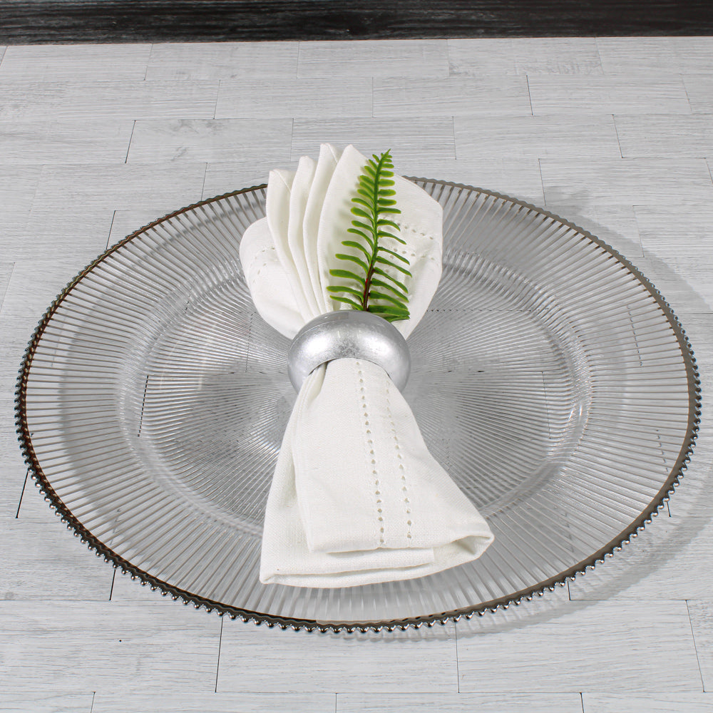 Richland 13" Silver Rim Glass Charger Plate - view 4