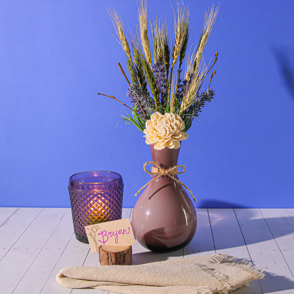 4 tree branch place card holders with cards