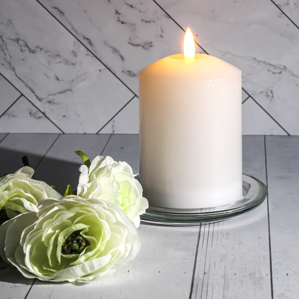 Richland 3"X4" Bullet LED Wax Candle White on Pillar Plate - view 3