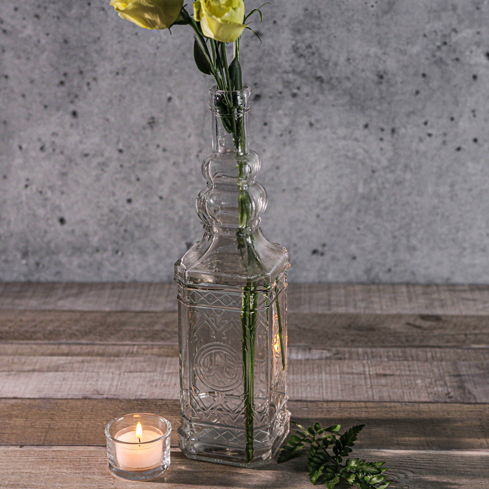richland vintage square glass bottle clear set of 12| 