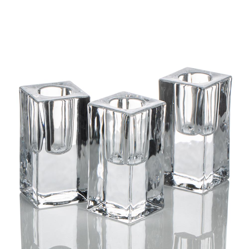 richland square glass taper candle holder 3 set of 48| 