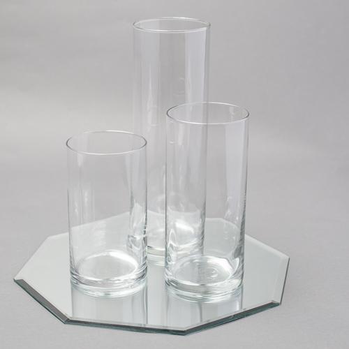 Eastland Octagon Mirror and Cylinder Vase Centerpiece Set of 4| 