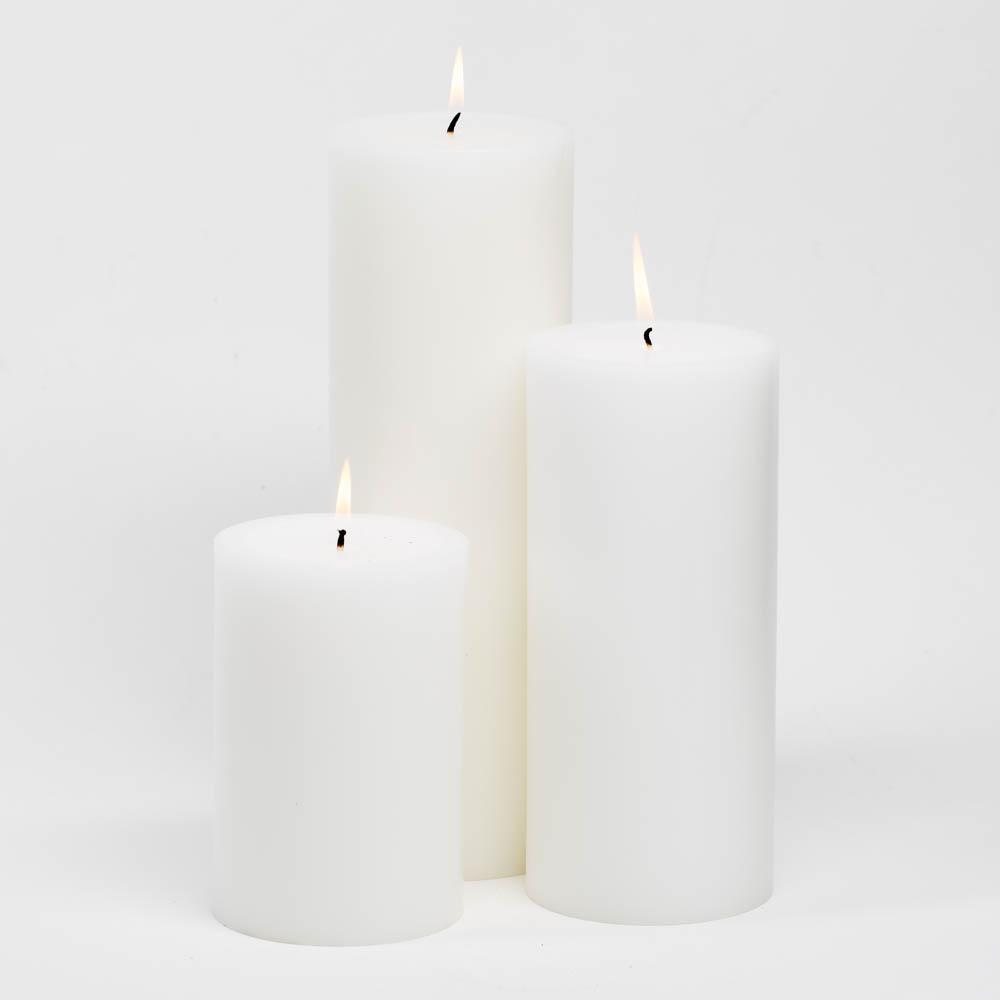 Richland Pillar Candles 4"x6", 4"x9" & 4"x12" White Set of 3| Pillar_...