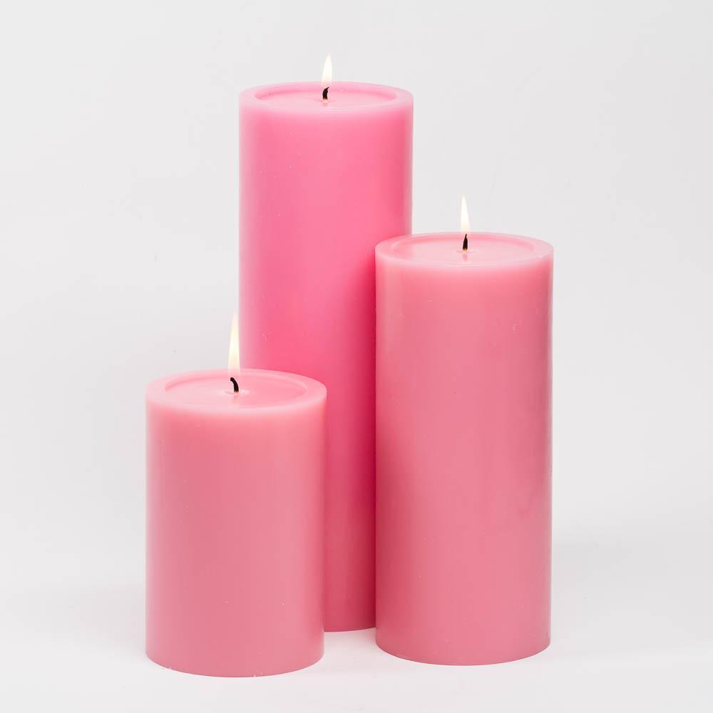 Richland Pillar Candles 4"x6", 4"x9" & 4"x12" Pink Set of 3| PillarS...