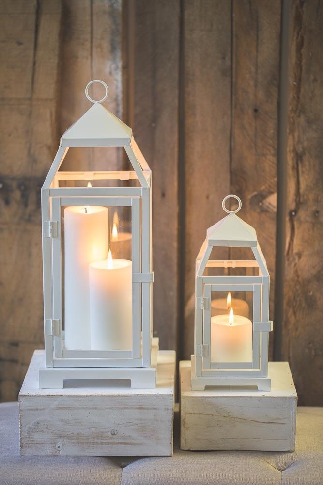 richland white contemporary metal lantern with clear glasses small - view 8