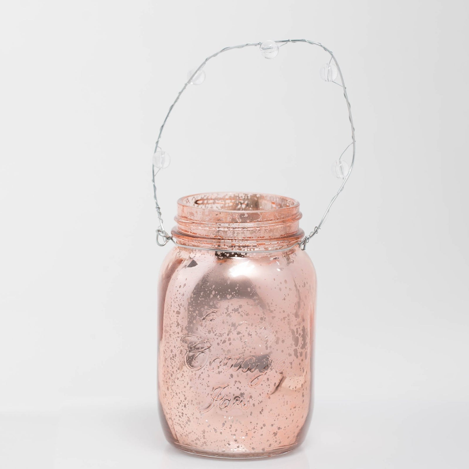 Richland Small Mercury Hanging Mason Jar with Clear Bead Handle - Rose Gold Set of 12| 9942_12