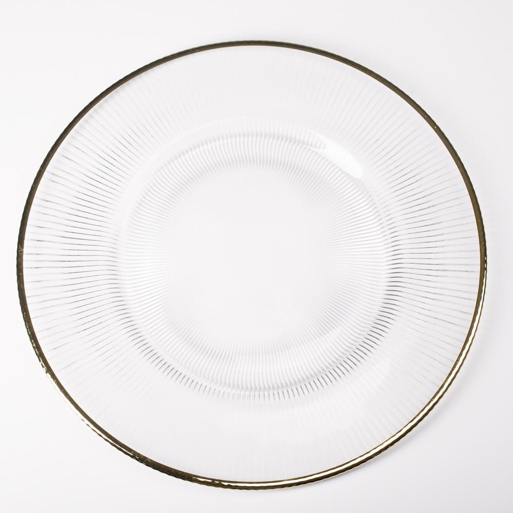 richland 13 gold rim glass charger plate set of 12| 