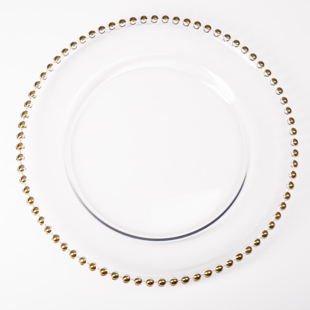 richland 13 gold beaded glass charger plate set of 12 - view 1
