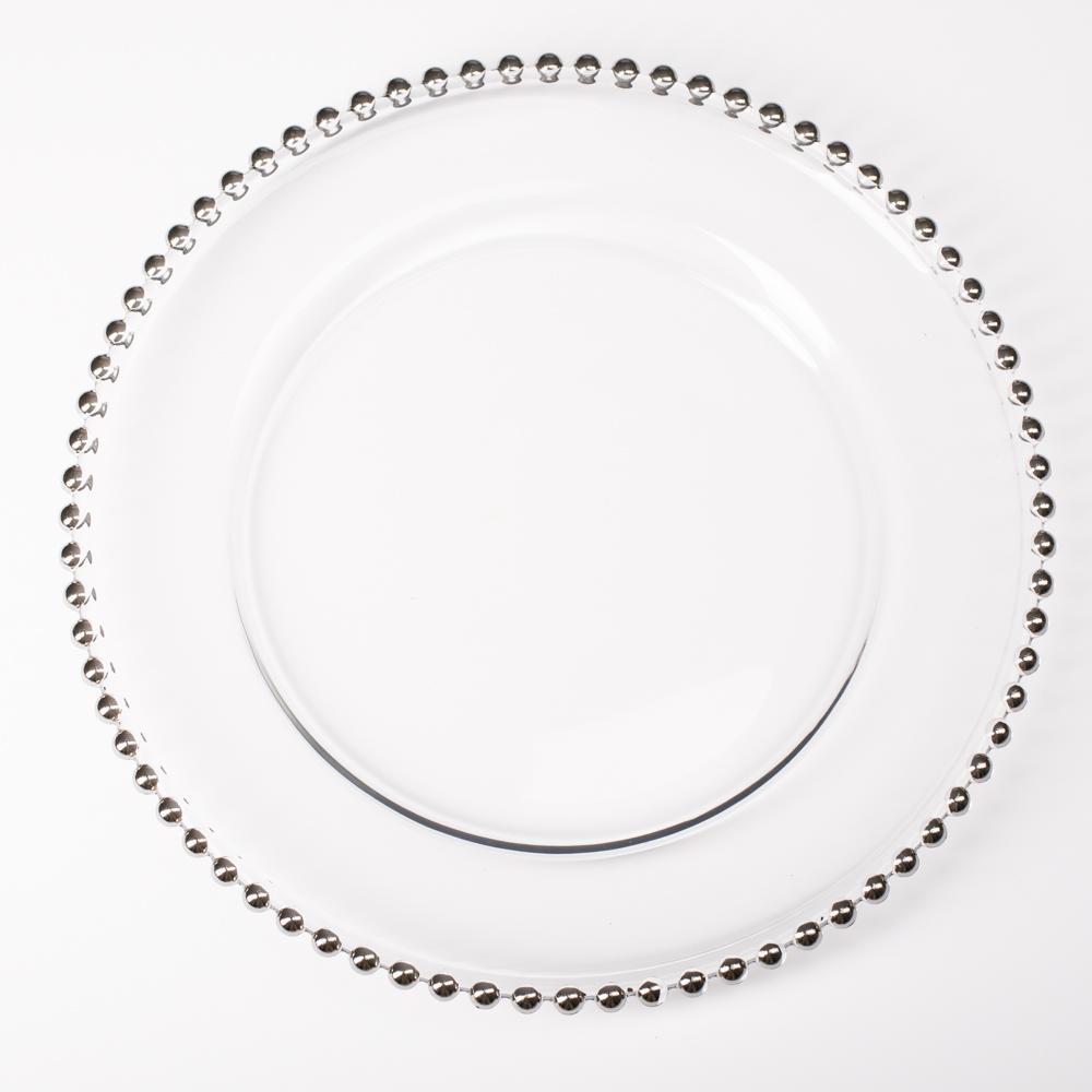 richland 13 silver beaded glass charger plate set of 12 - view 1