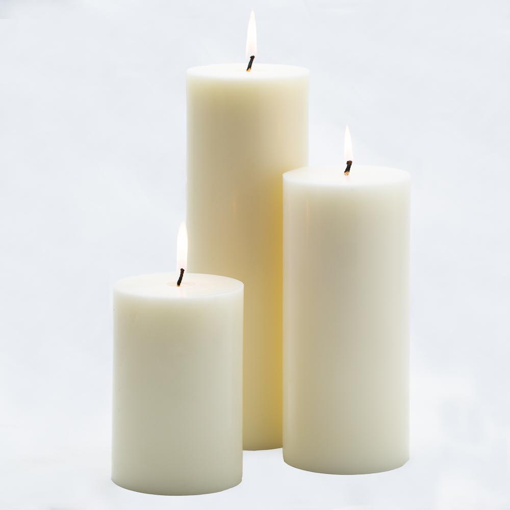 richland pillar candles 4 x6 4 x9 4 x12 light ivory set of 3| 
