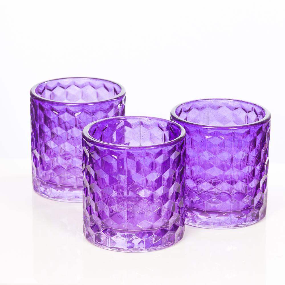 richland purple chunky honeycomb glass votive tealight holder set of 6| 