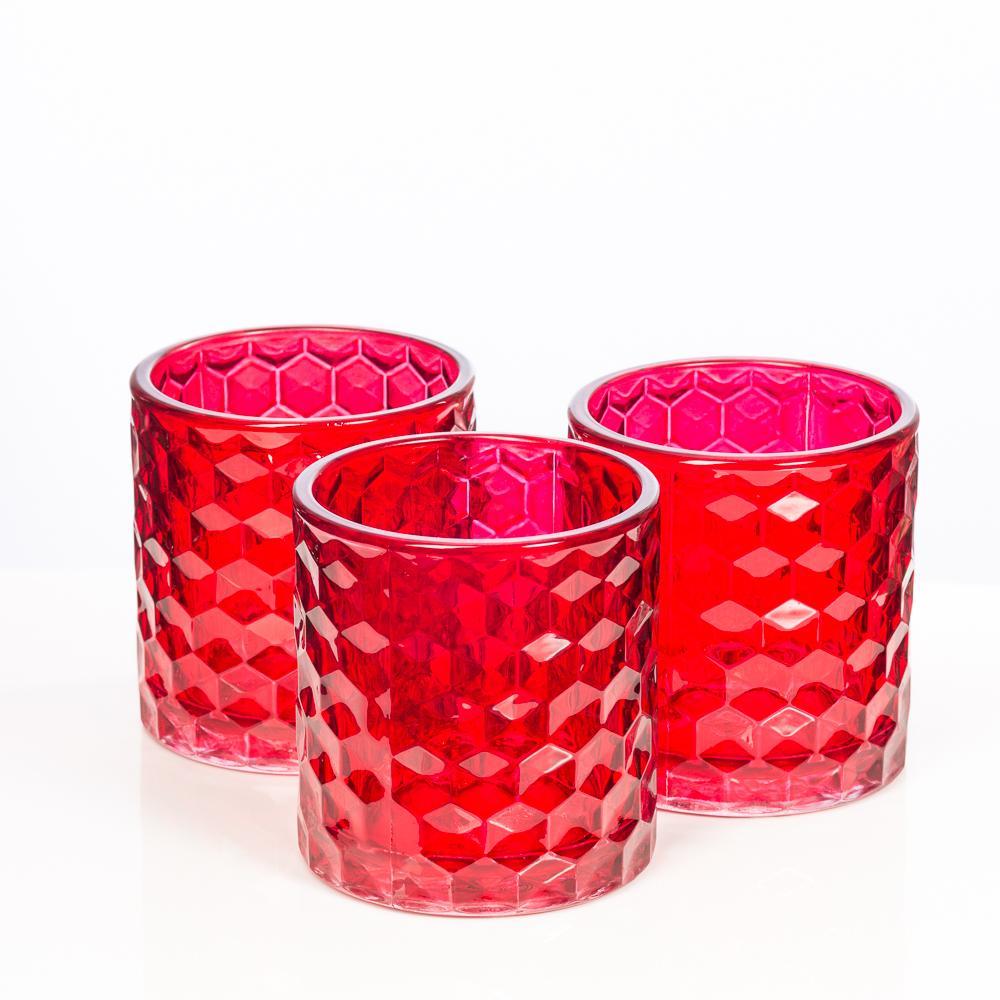 richland red chunky honeycomb glass votive tealight holder set of 12| 1541_12