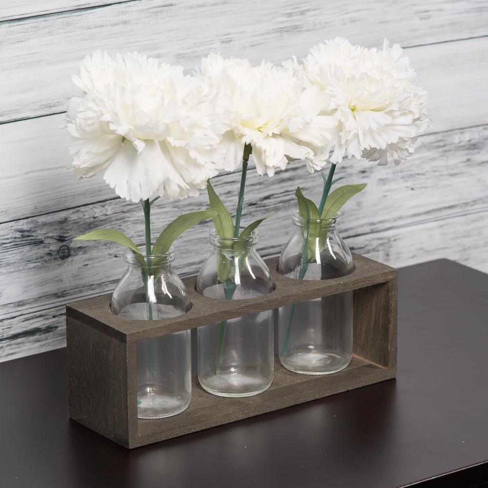 Richland Vintage Milk Bottle Vases With Wooden Stand Set of 6 - view 4