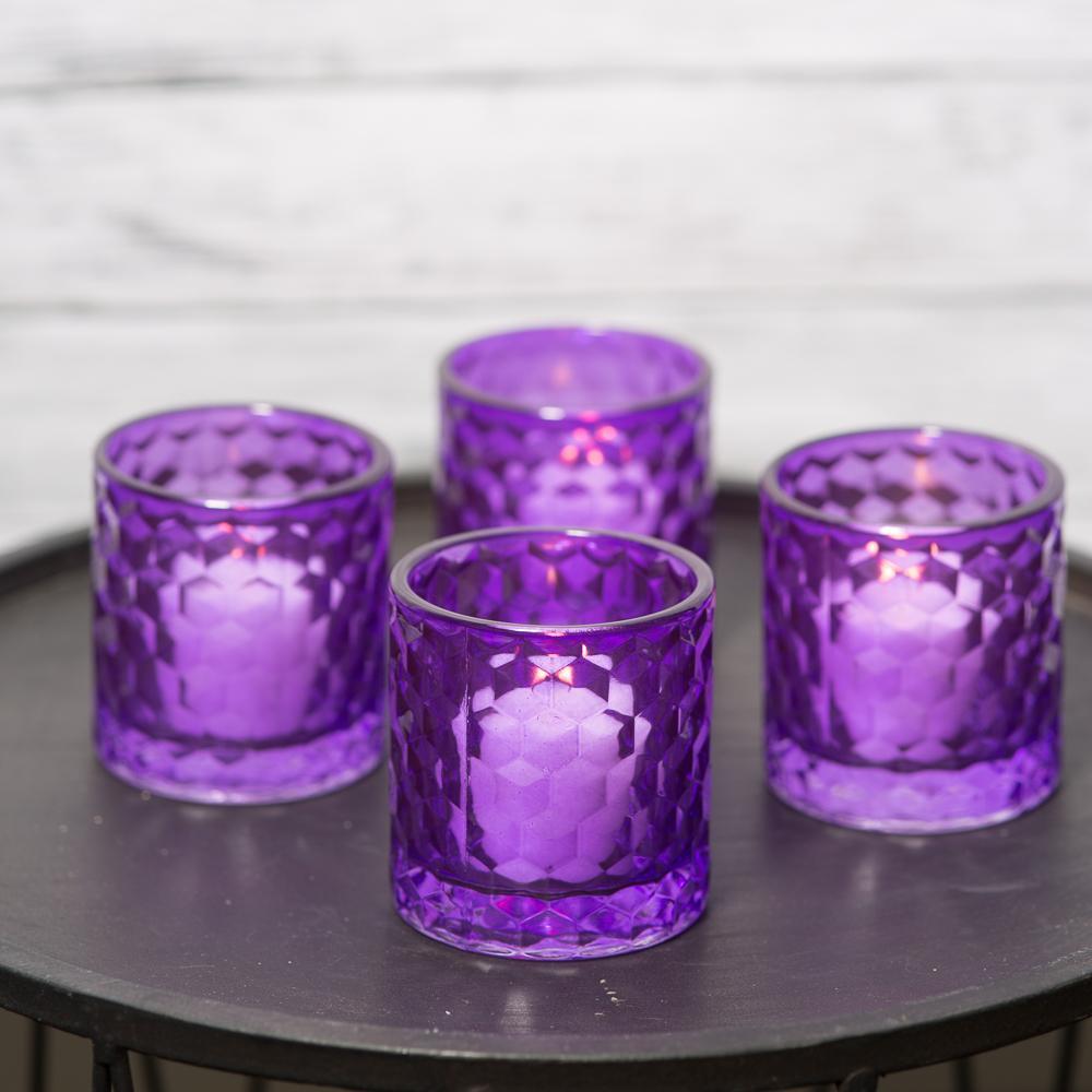 Richland Purple Chunky Honeycomb Glass Votive & Tealight Holder Set of 12 - view 2