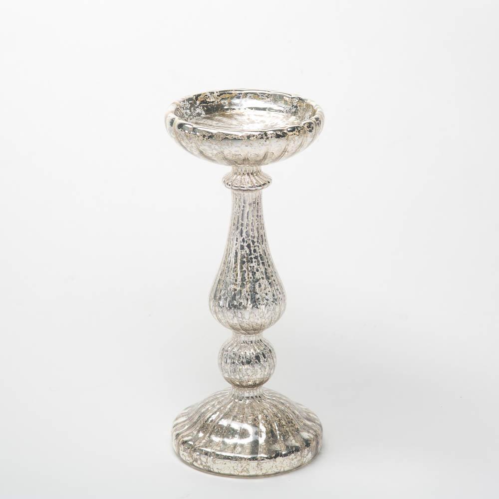 richland 10 ribbed unique mercury glass pillar candle holder| 9790_01