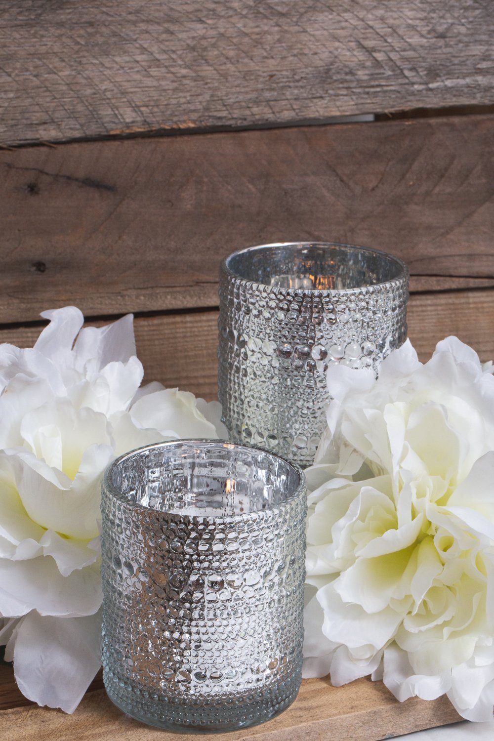 Richland Mercury Candle Holder Pearly Silver Small Set of 6