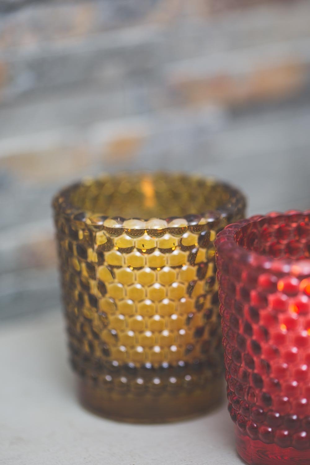 richland votive holder hobnail amber set of 12| 