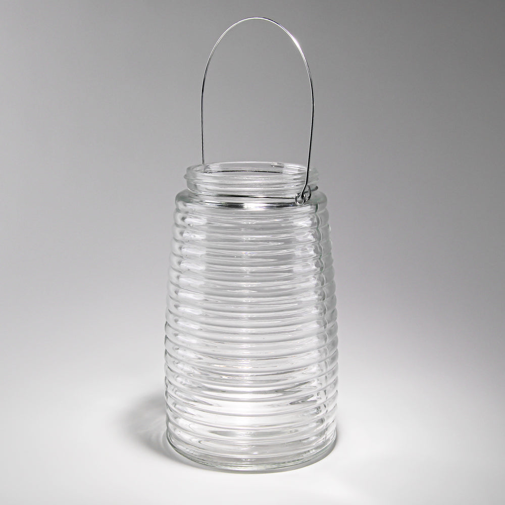 Eastland 8" Hanging Horizontal Ribbed Glass Jar with Handle