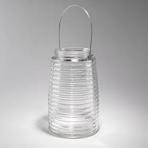 Eastland 8" Hanging Horizontal Ribbed Glass Jar with Handle