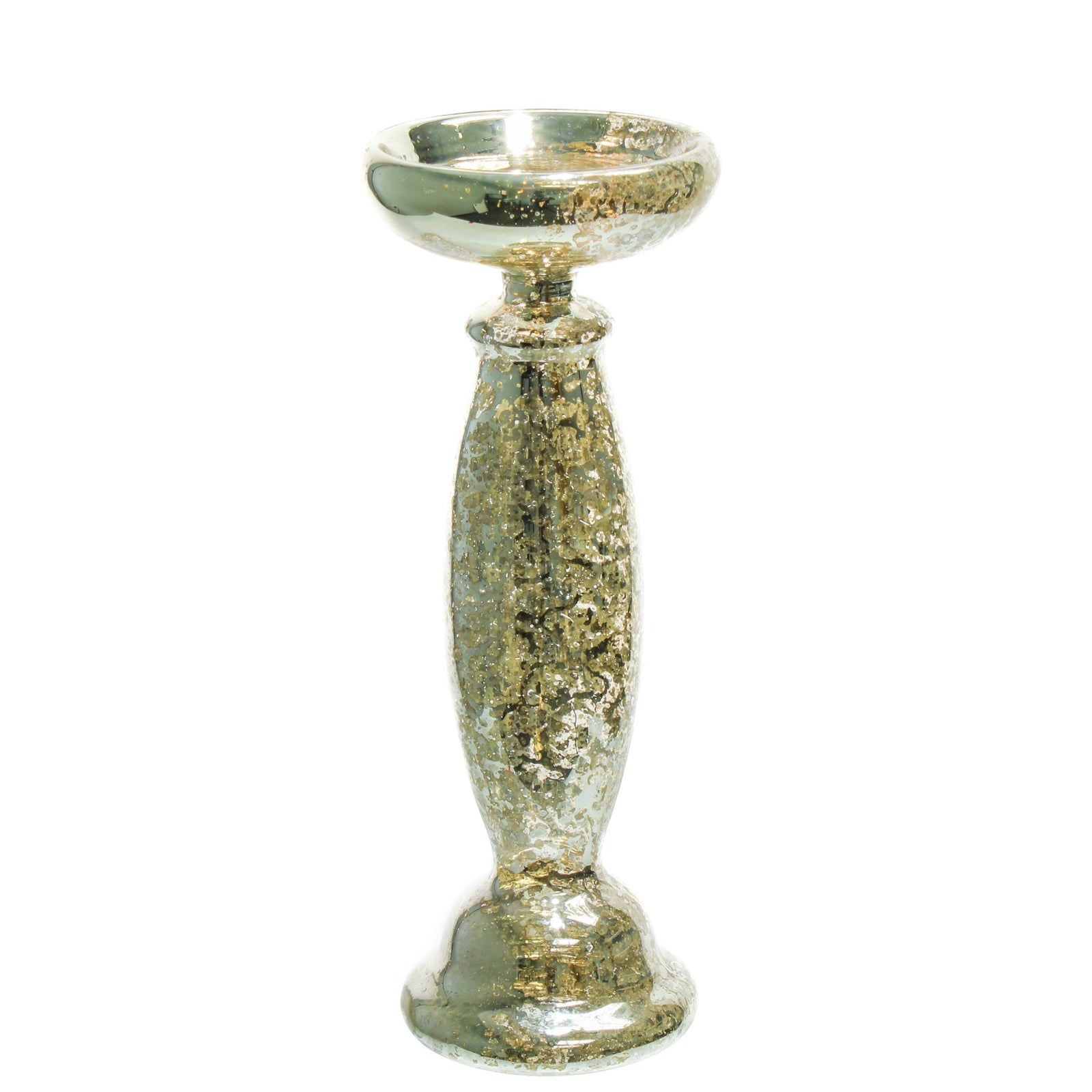 Eastland Unique Mercury Glass Pillar Candle Holder 11.25"| 9749_01