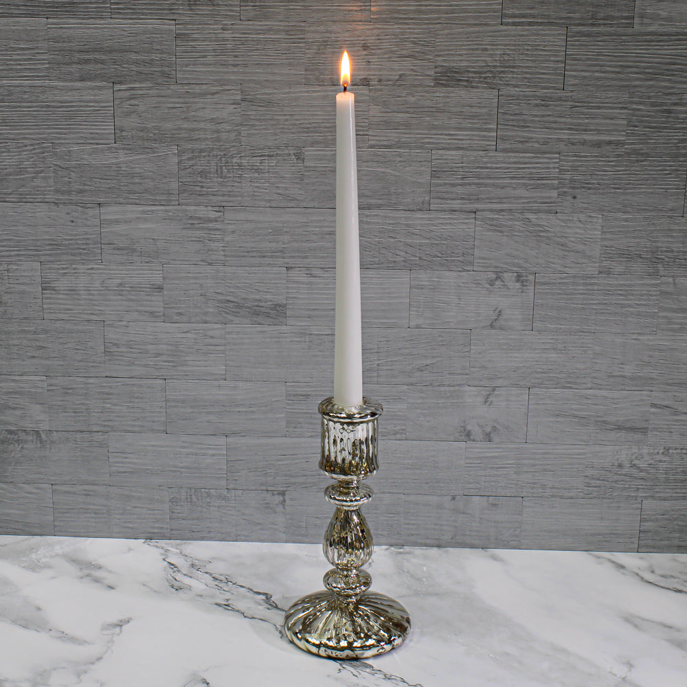 Richland Ribbed Unique Mercury Glass Taper Candle Holder  7" - view 2