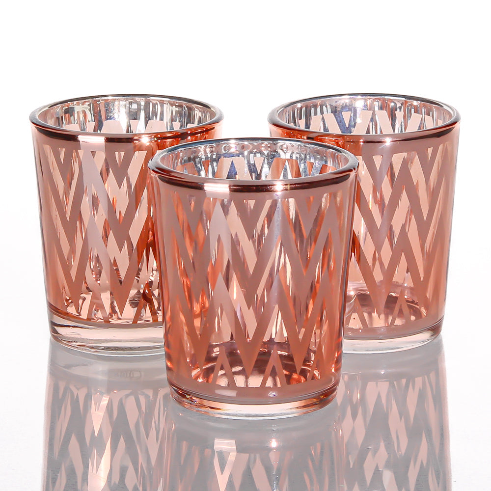 Richland Rose Gold Chevron Glass Holder - Small| 9913_12