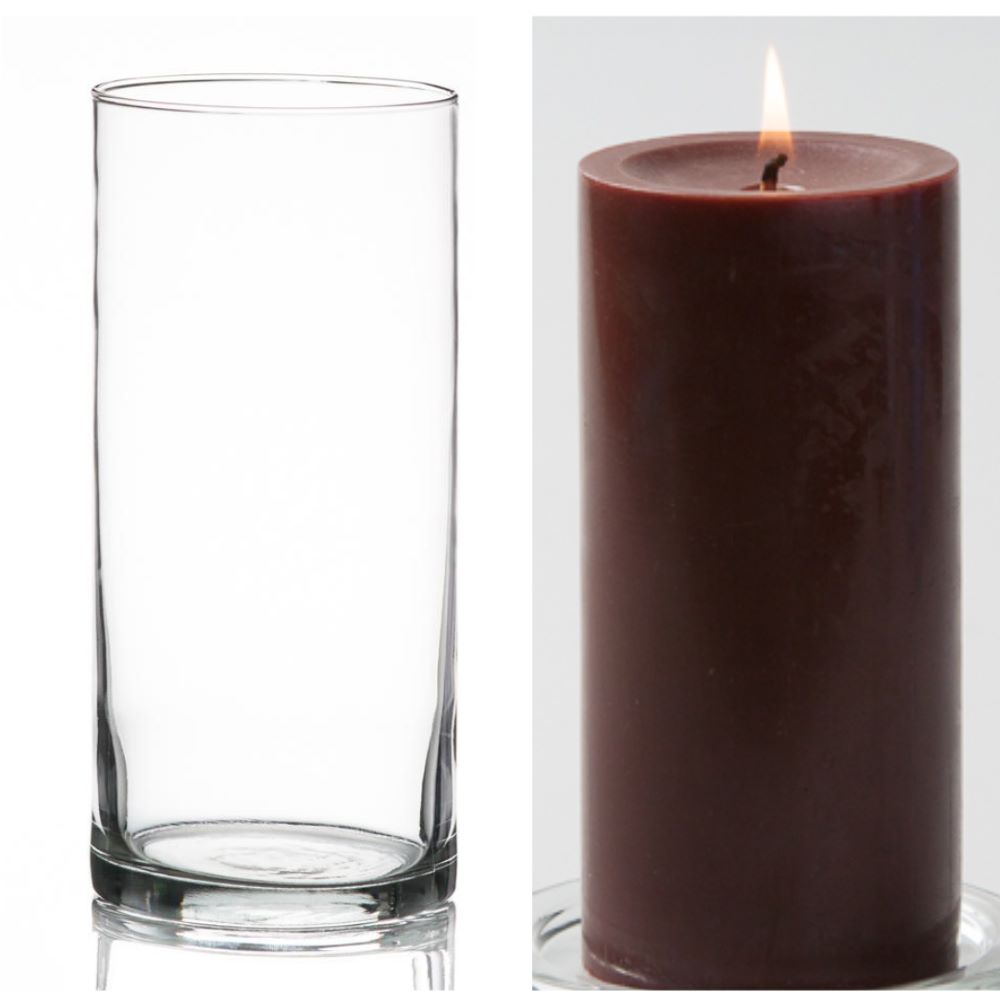 Richland Pillar Candle 6" & Eastland Cylinder Holder 7.5" inch Set of 12 (Choose your Color) - view 14