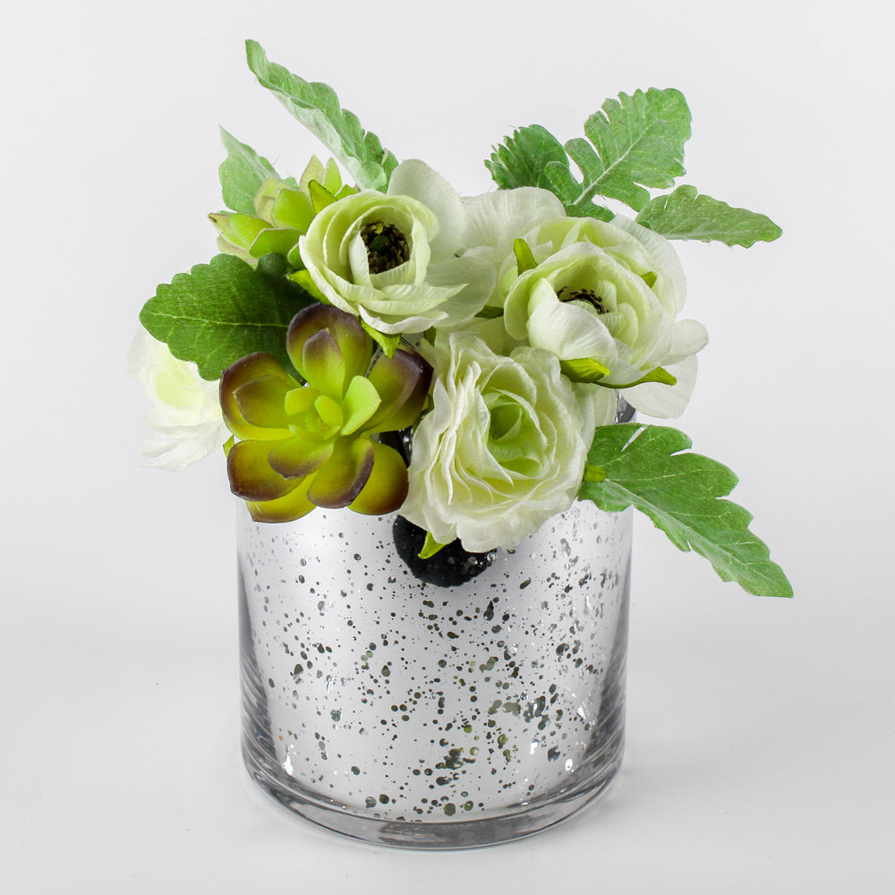 Richland Silver Mercury Glass Cylinder Vase 5" x 5"| GM172_01