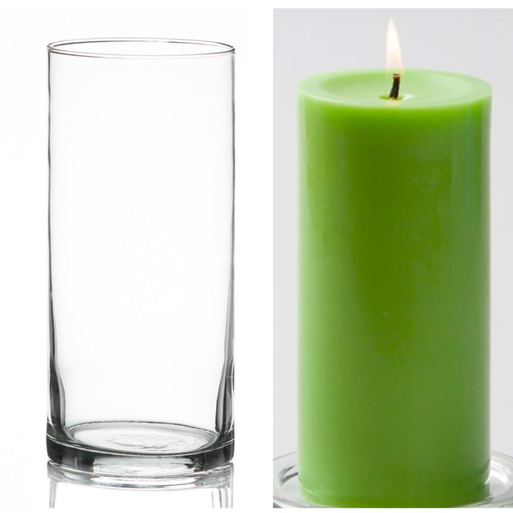 Richland Pillar Candle 6" & Eastland Cylinder Holder 7.5" inch Set of 12 (Choose your Color) - view 9