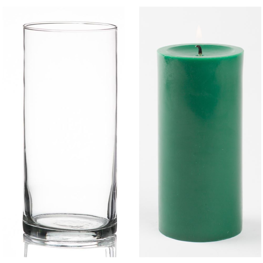 Richland Pillar Candle 6" & Eastland Cylinder Holder 7.5" inch Set of 12 (Choose your Color) - view 10