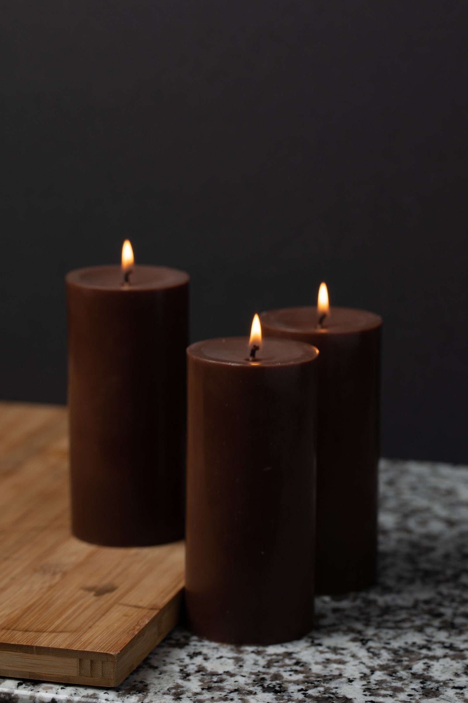 Richland Pillar Candles 3"x6" Brown Set of 24