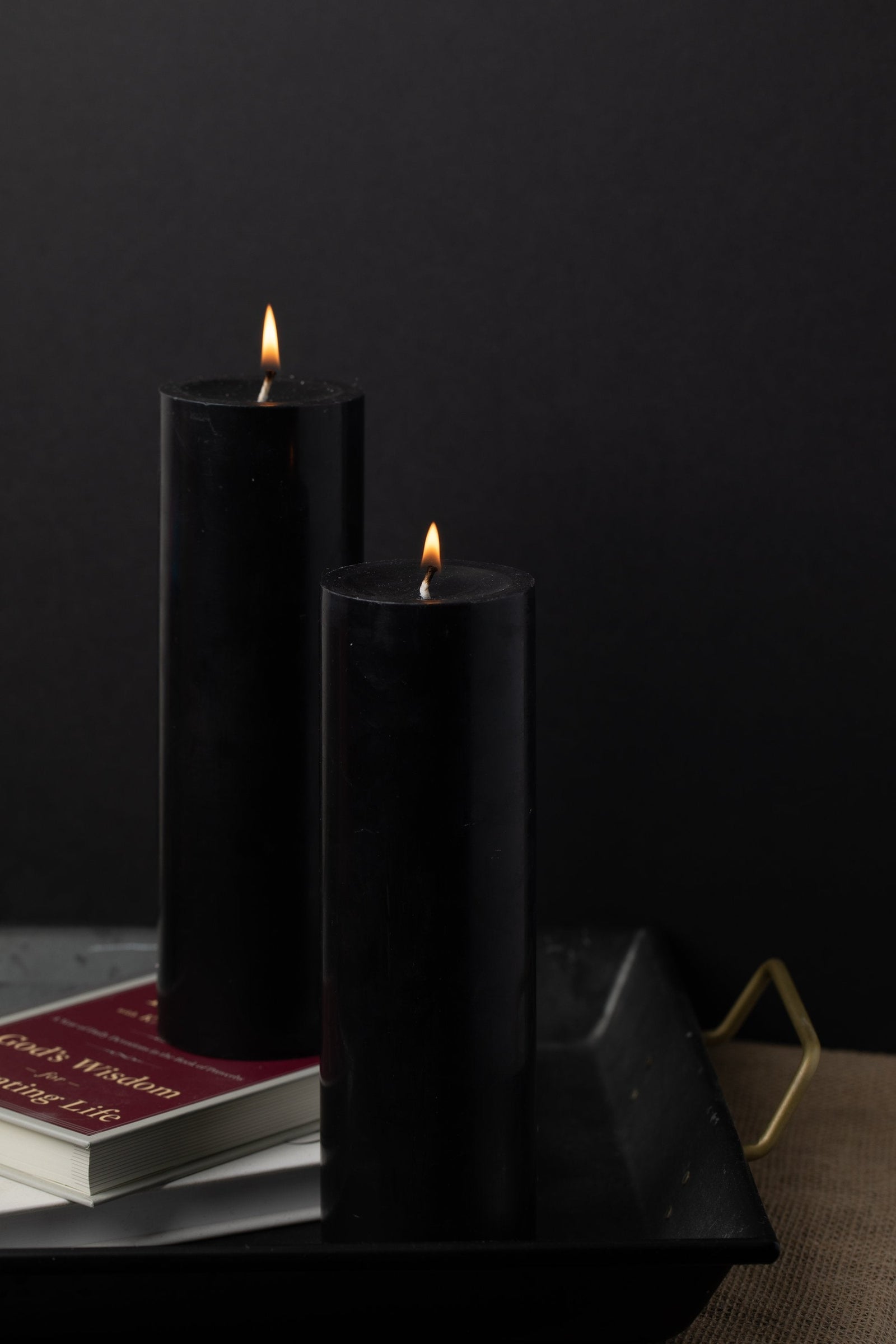 Richland Pillar Candles 3"x9" Black| Pillar-...