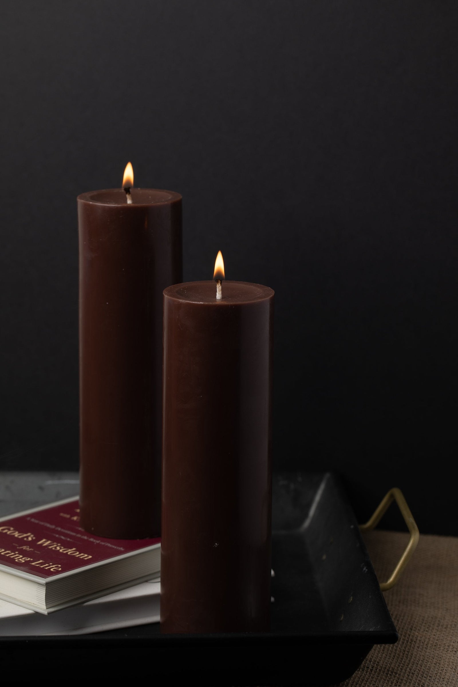 Richland Pillar Candles 3"x9" Brown Set of 6