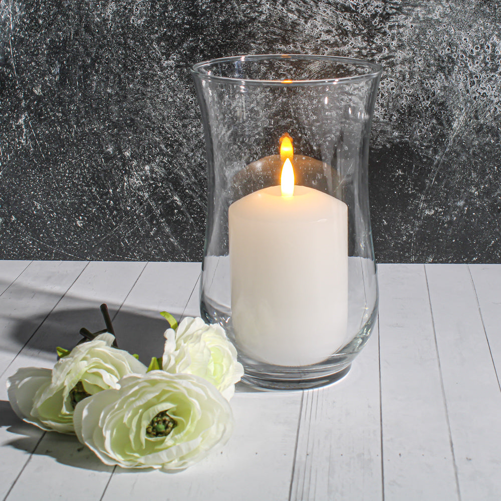 Richland 3"X4" Bullet LED Wax Candle White in Hurrican Vase - view 3