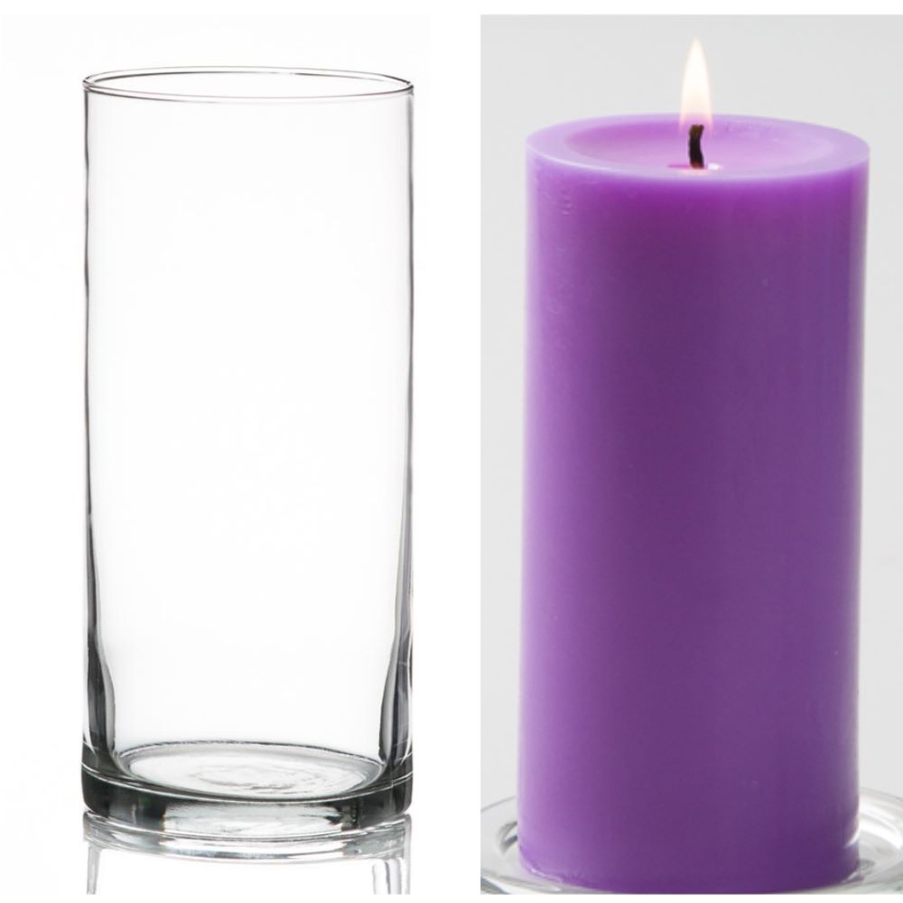 Richland Pillar Candle 6" & Eastland Cylinder Holder 7.5" inch Set of 12 (Choose your Color) - view 5