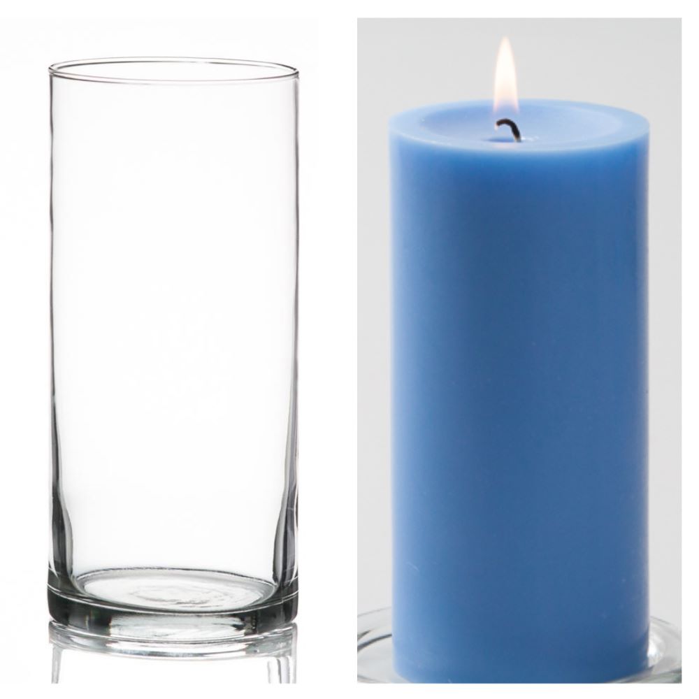Richland Pillar Candle 6" & Eastland Cylinder Holder 7.5" inch Set of 12 (Choose your Color) - view 7