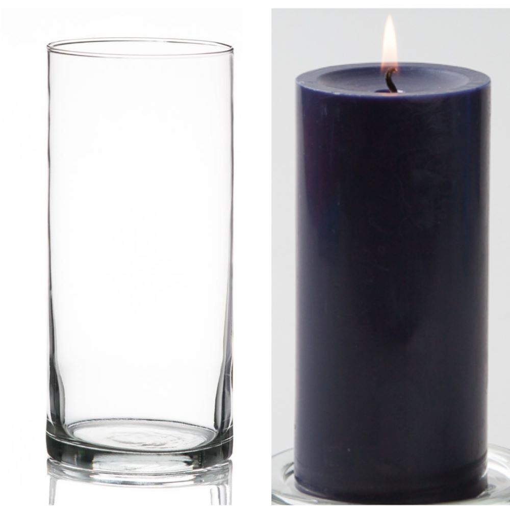 Richland Pillar Candle 6" & Eastland Cylinder Holder 7.5" inch Set of 12 (Choose your Color) - view 8
