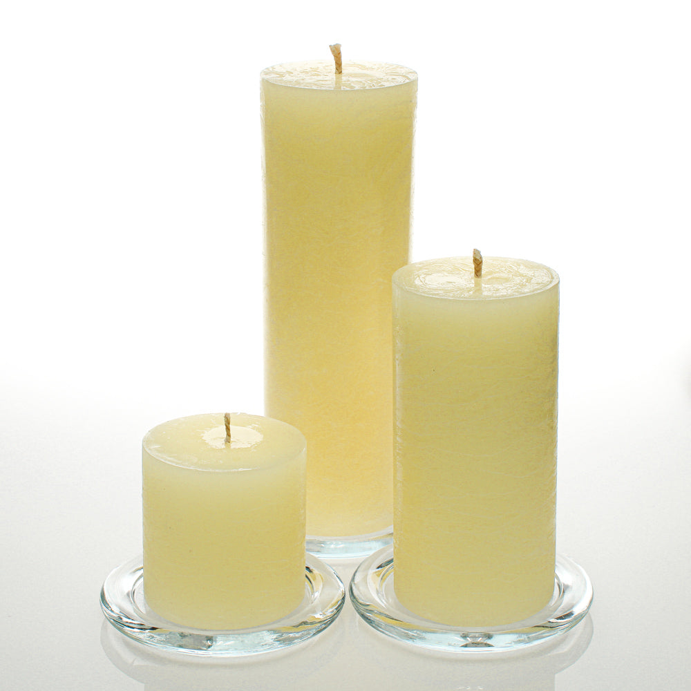 Richland Rustic Pillar Candle 3"x3", 3"x6" & 3"x9" Ivory Set of 36| Pillar-...