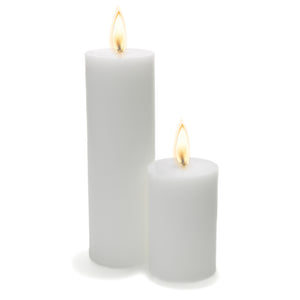 1 of 6: Richland Pillar Candles 2" x 3" & 2" x 6" White