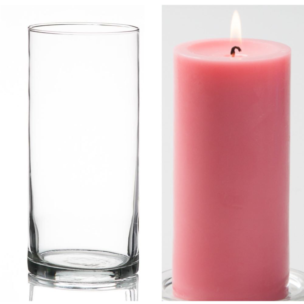 Richland Pillar Candle 6" & Eastland Cylinder Holder 7.5" inch Set of 12 (Choose your Color) - view 4