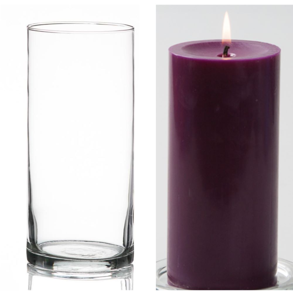 Richland Pillar Candle 6" & Eastland Cylinder Holder 7.5" inch Set of 12 (Choose your Color) - view 6