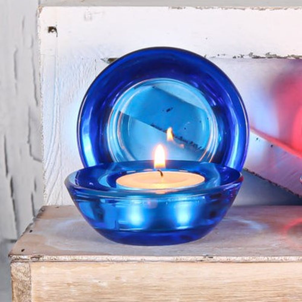 Eastland Chunky Tealight Candle Holder Blue| 1422_96