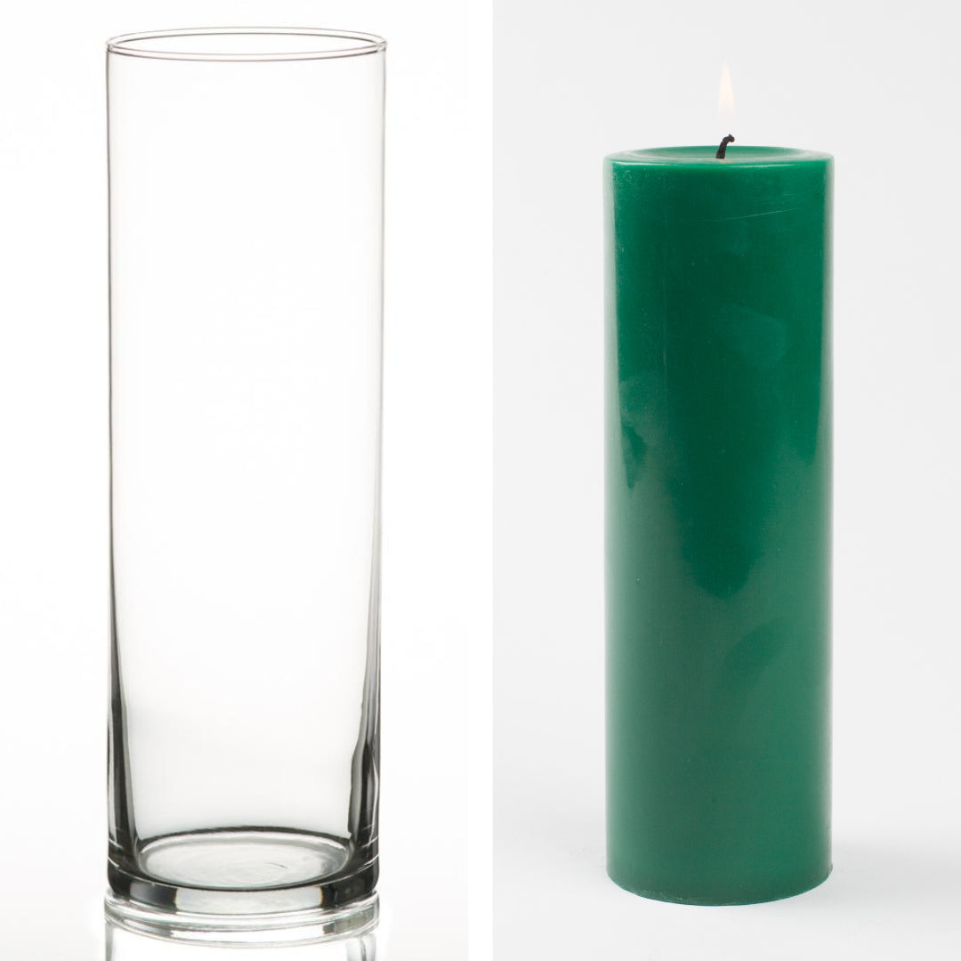 Richland Pillar Candle 9" & Eastland Cylinder Holder 10.5 inch Set of 12 (Choose your Color) - view 9