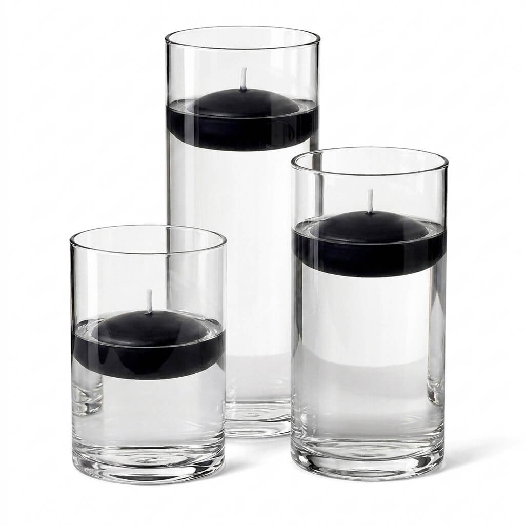 Cylinder Vase Centerpiece & Richland 3" Floating Candles Set of 18 - view 3